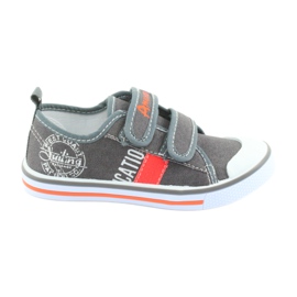 American Club graue Jeans mit Klettverschluss weiß orange