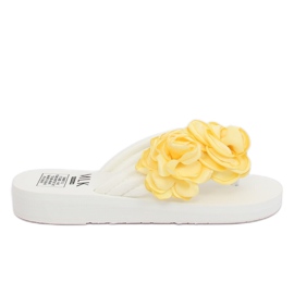 Weiße Flip-Flops TS-33 Weiß gelb