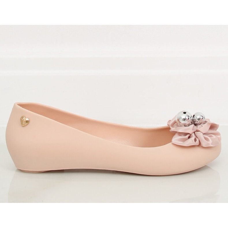 Meliski Ballerinas mit pinker Schleife CK-86P Beige II-GAT rosa