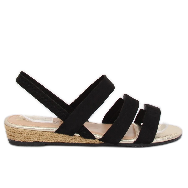 Schwarz SM007 Schwarze Espadrilles-Sandalen