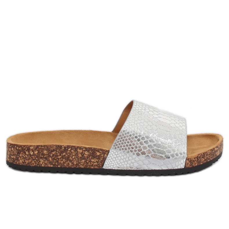 Silberne silberne Damenpantoffeln PK44491 Silber grau