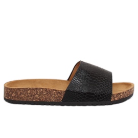 Schwarze Damen Hausschuhe PK44491 Schwarz