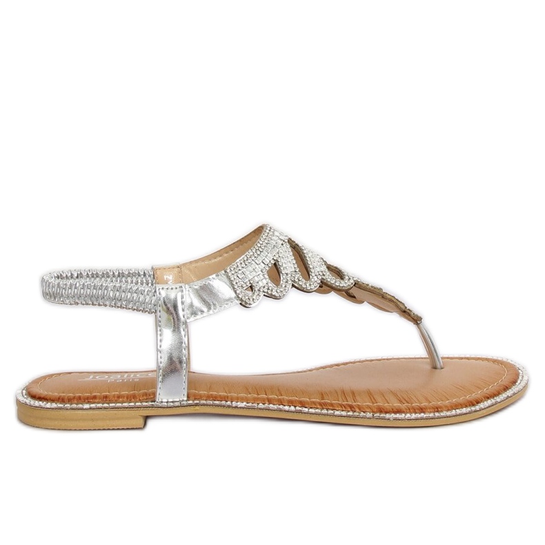Silberne Flip-Flops mit Steinen ZY172 Silver grau