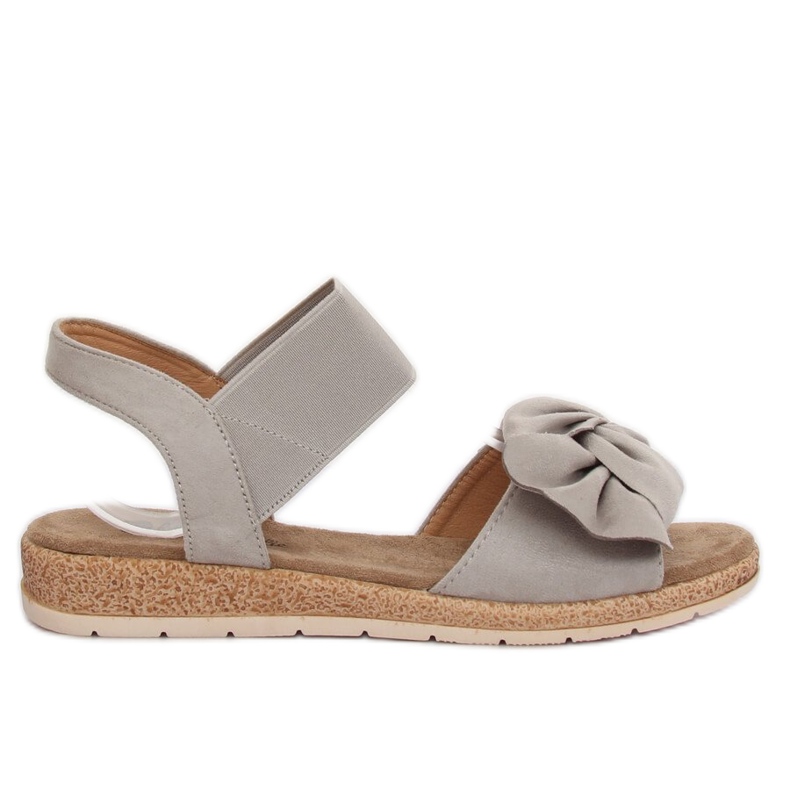 Graue Damensandalen mit Schleife F3055 Grau