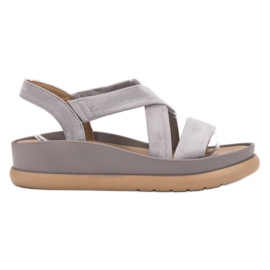 SHELOVET Slip-on-Sandalen auf der Plattform grau