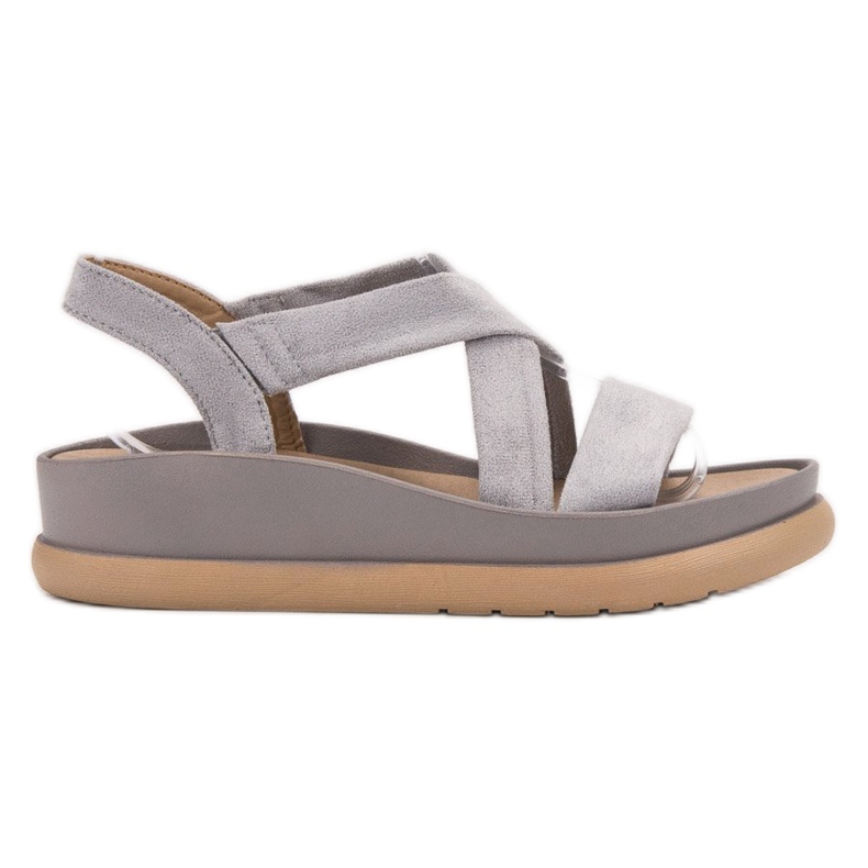 SHELOVET Slip-on-Sandalen auf der Plattform grau