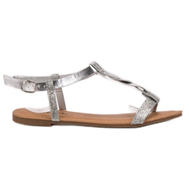 Mannika Silberne flache Sandalen grau