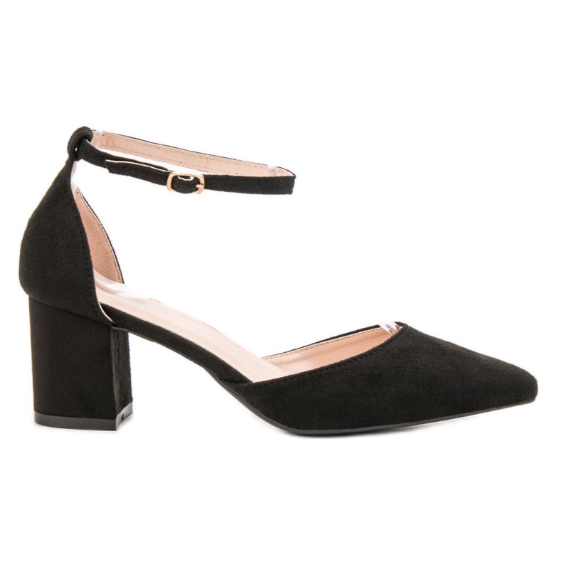 Small Swan Pumps mit Schnalle befestigt schwarz
