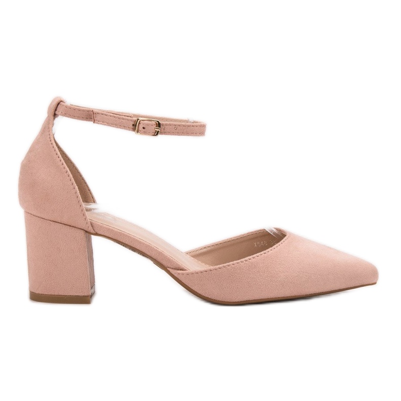 Small Swan Pumps mit Schnalle befestigt rosa