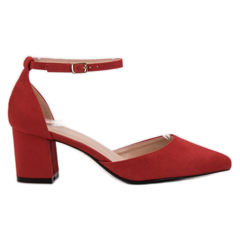 Small Swan Pumps mit Schnalle befestigt rot
