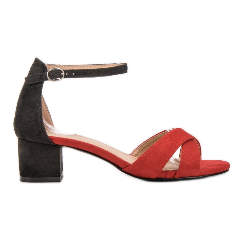 Best Shoes Stylische Sandalen mit hohen Absätzen schwarz rot