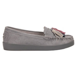 Filippo Loafer aus Leder mit Fransen grau