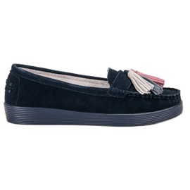 Filippo Loafer aus Leder mit Fransen navy blau