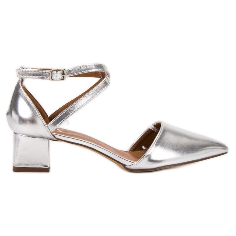 SHELOVET Silberne Pumps grau