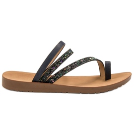 Vinceza Flip-Flops mit Glitzer schwarz