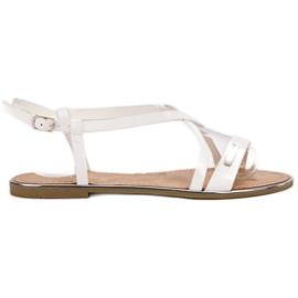 Anesia Paris Lackierte flache Sandalen weiß
