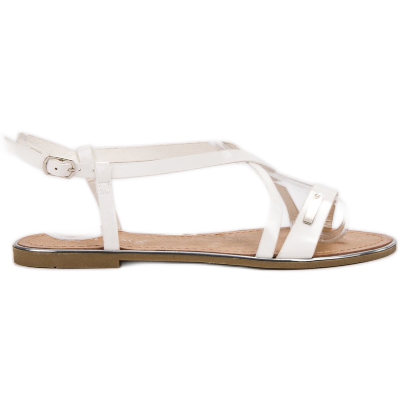 Anesia Paris Lackierte flache Sandalen weiß