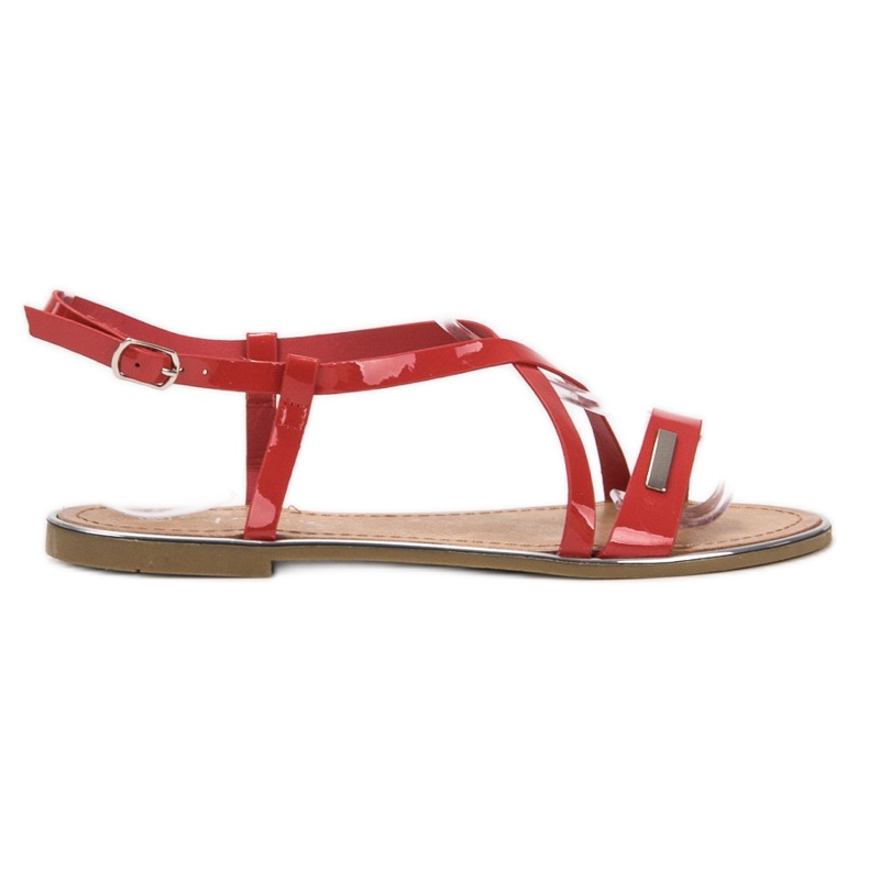 Anesia Paris Lackierte flache Sandalen rot