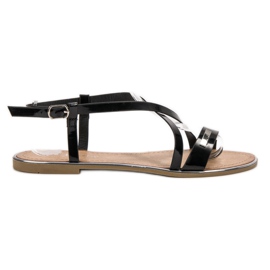 Anesia Paris Lackierte flache Sandalen schwarz
