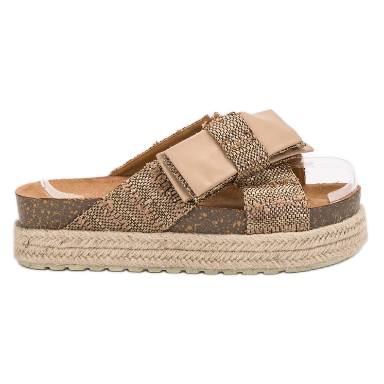 Vices Textilhausschuhe auf der Plattform braun