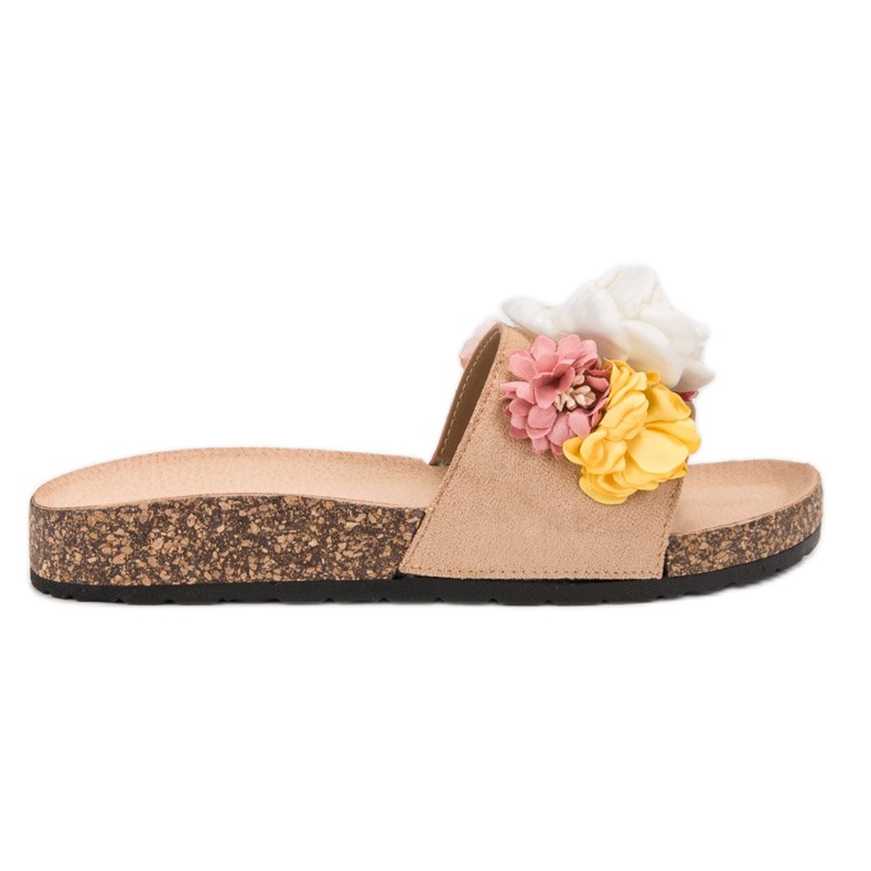 SHELOVET Wildlederhausschuhe mit Blumen braun