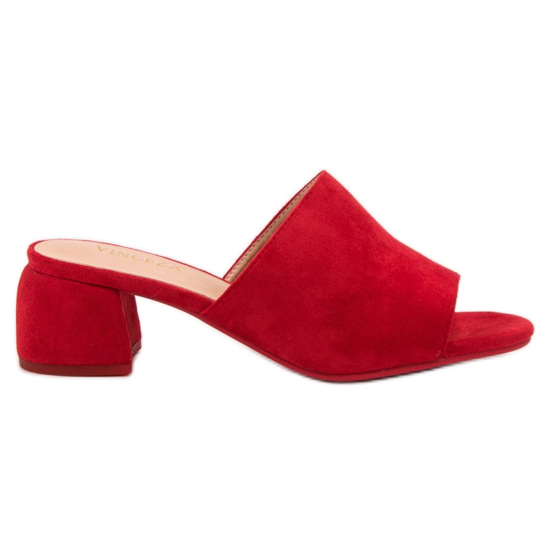 Wildlederpantoffeln an der VINCEZA Post rot