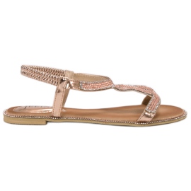 SHELOVET Verzierte Sandalen mit Gummiband rosa