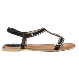 SHELOVET Verzierte Sandalen mit Gummiband schwarz