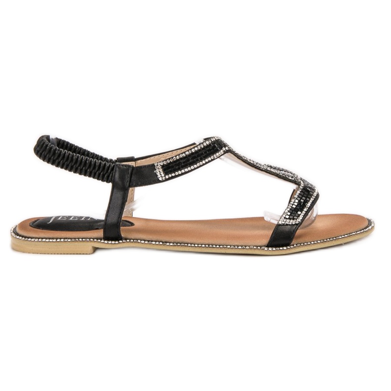 SHELOVET Verzierte Sandalen mit Gummiband schwarz