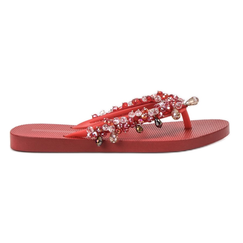 SHELOVET Flip-Flops aus Gummi mit Ornamenten rot