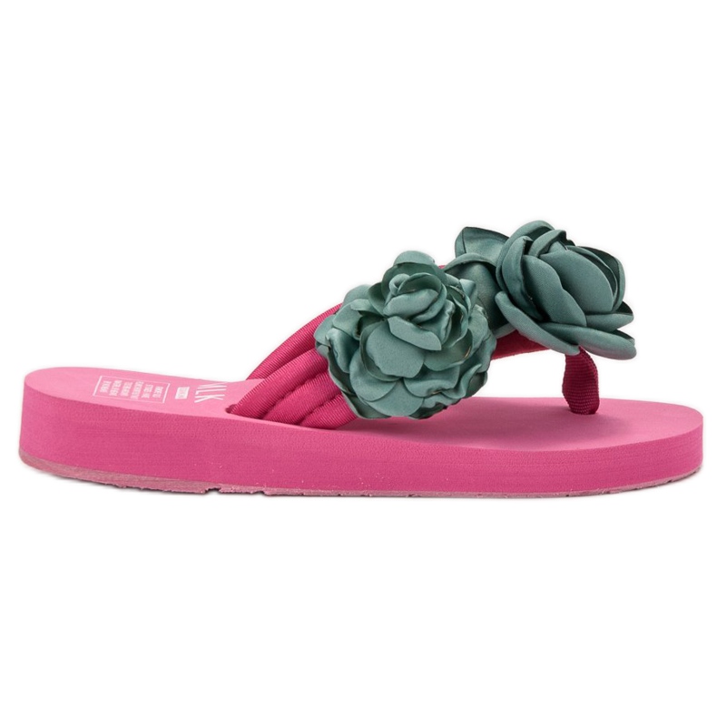 SHELOVET Leichte Flip-Flops mit Blumen rosa