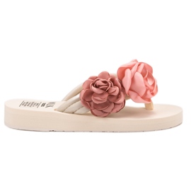 SHELOVET Leichte Flip-Flops mit Blumen braun