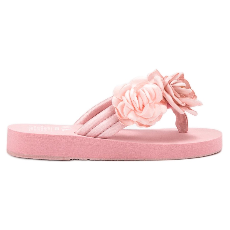 SHELOVET Leichte Flip-Flops mit Blumen rosa