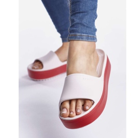 Crocs Crocband Platform Slide 6QB Kaum rosa Pfeffer mehrfarbig