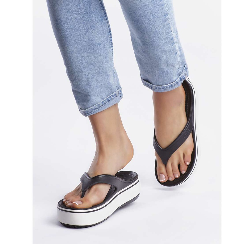 Crocs Crocband Platform Flip 066 Schwarz Weiß mehrfarbig