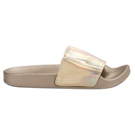 Small Swan Modische goldene Hausschuhe beige