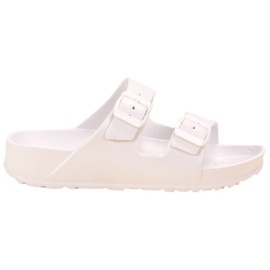 SHELOVET Leichte Hausschuhe mit Schnalle weiß