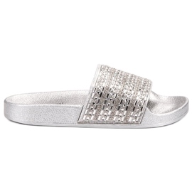 Queen Vivi Hausschuhe mit Kristallen grau