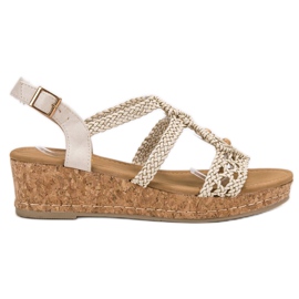 SHELOVET Boho geflochtene Sandalen braun