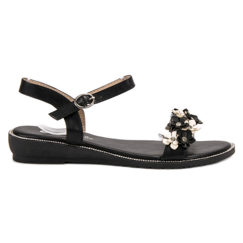 Forever Folie Sandalen mit Blumen schwarz