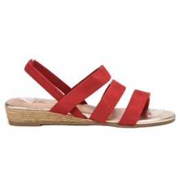 Fama Wildledersandalen mit Gummizug rot
