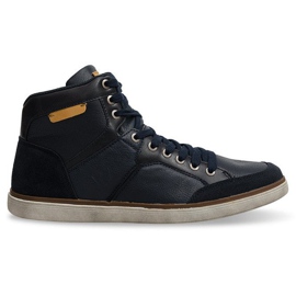 Hohe Sneakers Naturleder XF117 Marineblau
