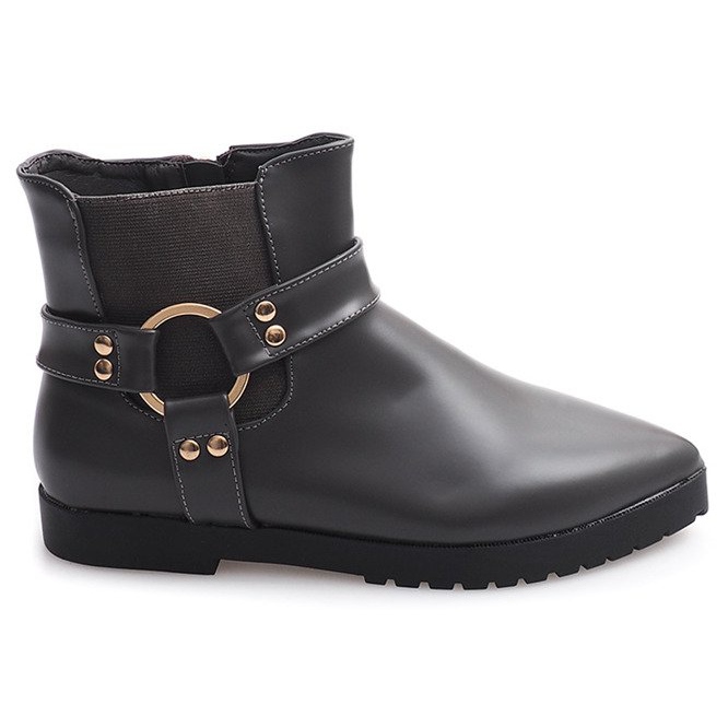 Warme elegante Stiefel mit Schnalle HW14 Grau