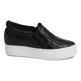 Lackierte Sneakers On Wedge KB-125 Schwarz