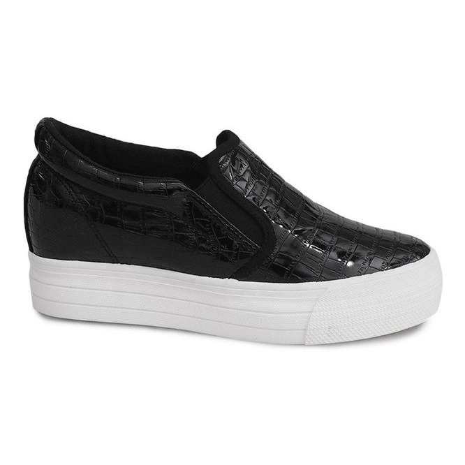 Lackierte Sneakers On Wedge KB-125 Schwarz