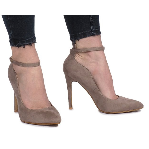 Khakifarbene Pumps auf einem Heaven Heel mehrfarbig grün