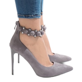 Graue Sandalen mit hohen Absätzen LE033P