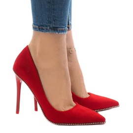 Rote Wildleder High Heels P-6378