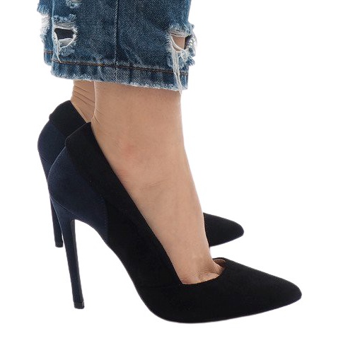 Schwarze klassische Wildleder-Heels 95299-35