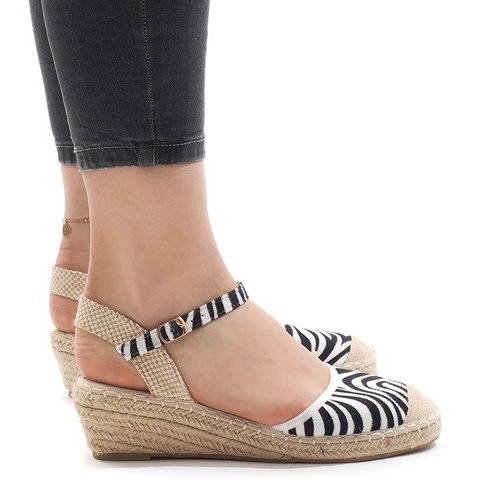 Zebra Keilsandalen Espadrilles LLI-3M88-7 weiß schwarz
